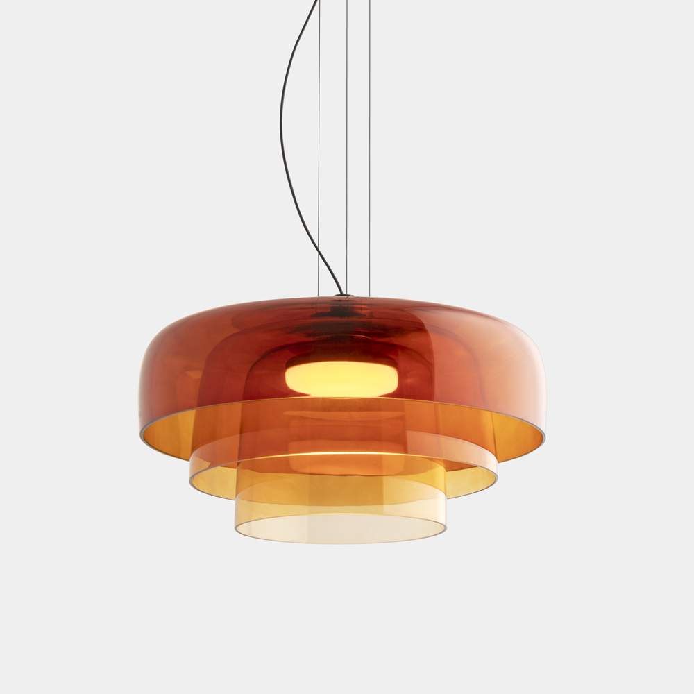 Levels 3 Bodies Glass Pendant with 3 Amber Glass Shades (LX800)